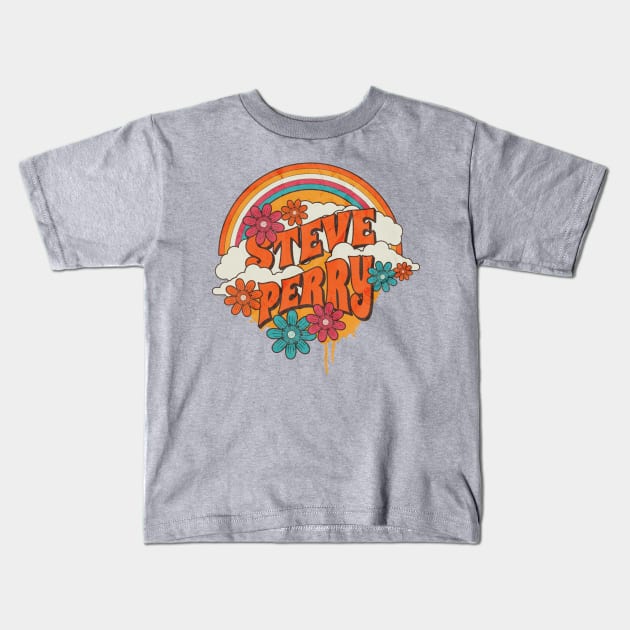 Retro Rainbow - Steve Perry Kids T-Shirt by sansxart